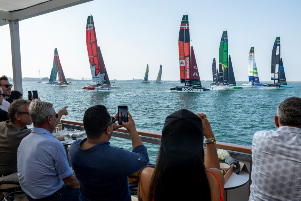 Guests on the waterfront watching the Mubadala Abu Dhabi Sail Grand Prix 2026