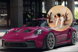 An unexpected women-only Pilates class pairs a live DJ and matcha inside a sleek Porsche showroom this September