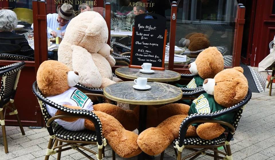 This is the cafe in Buenos Aires with giant teddy bears on the tables to keep you company Will the best conversations be with a bear?