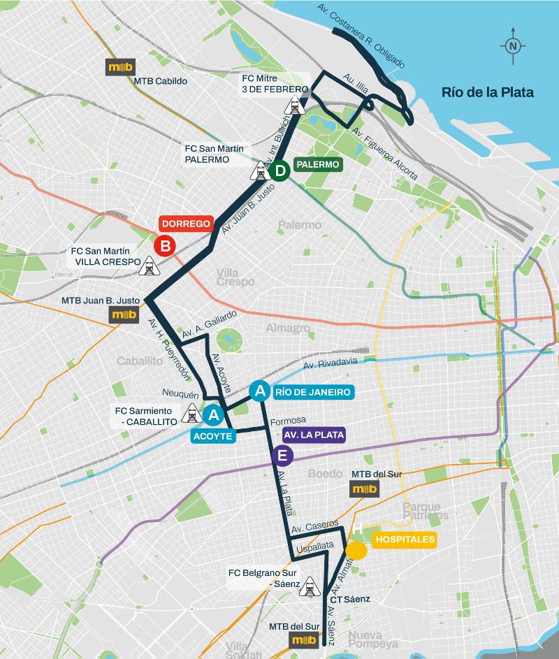 recorrido trambus zona sur aeroparque