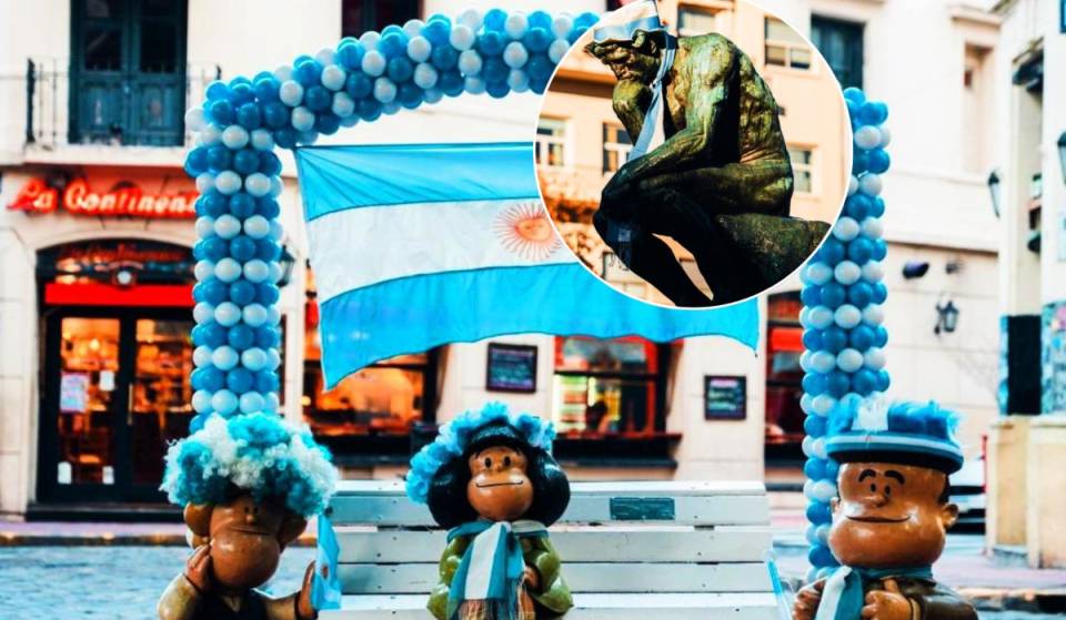 Estas son las 8 estatuas de Buenos Aires con la camiseta de Argentina y los Monumentos de CABA que se iluminan cada vez que hay partido de la Selección