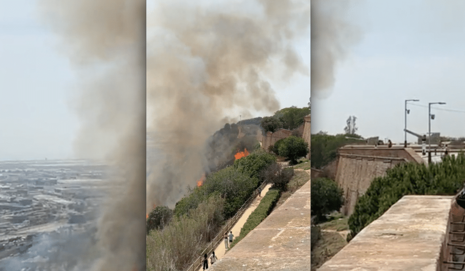 Incendio en Montjuïc: la columna de humo se ve desde varios puntos de la ciudad
