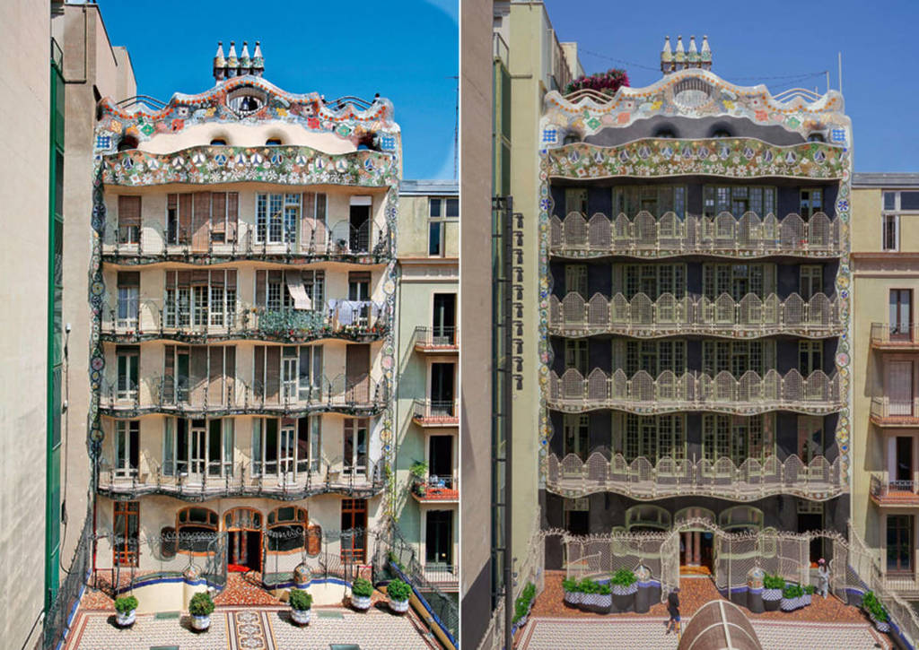 Casa Batlló herstelt honderd jaar later Gaudí’s achtergevel: hoe het gratis te zien is en voor en na foto’s