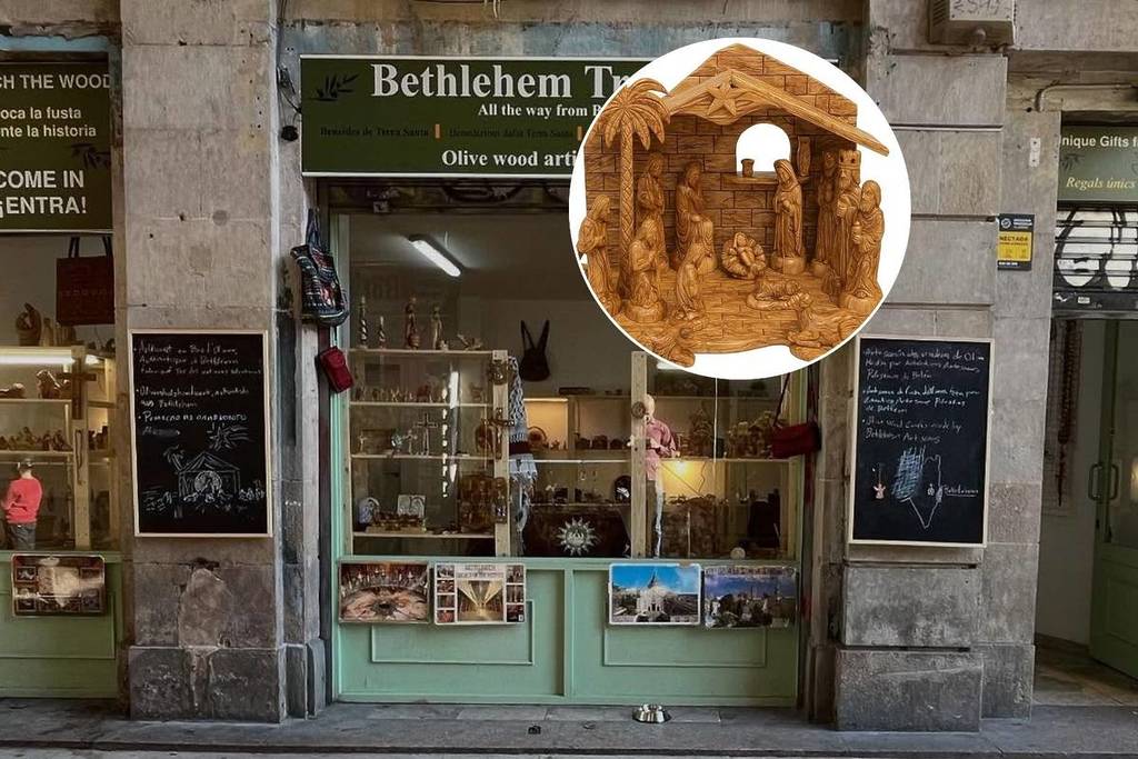 Una botiga palestina de figures nadalenques es trasllada de Belén a Barcelona pel conflicte: té 150 anys, hi treballen 20 famílies i talen figures de fusta d’olivera fetes a mà