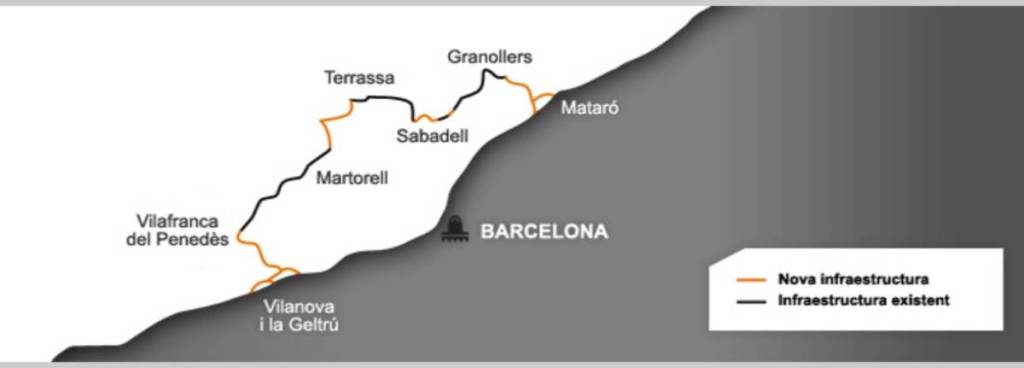 119 km de train autour de Barcelone : la ligne Orbital, avec 39 arrêts, qui permettra d’aller de Mataró à Vilanova sans passer par la capitale
