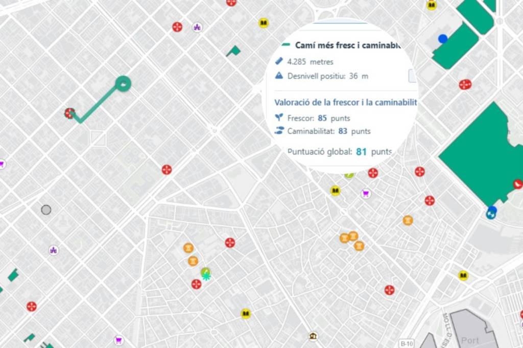 Es el GPS anticalor: el mapa de la Generalidad que te dice cuál es la ruta más fresca entre un punto y otro (y si hay refugios climáticos por el camino)