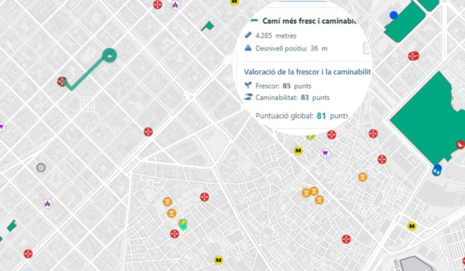 É o GPS anti-calor: o mapa da Generalitat que te diz qual é o percurso mais fresco entre um ponto e outro (e se há refúgios climáticos pelo caminho)