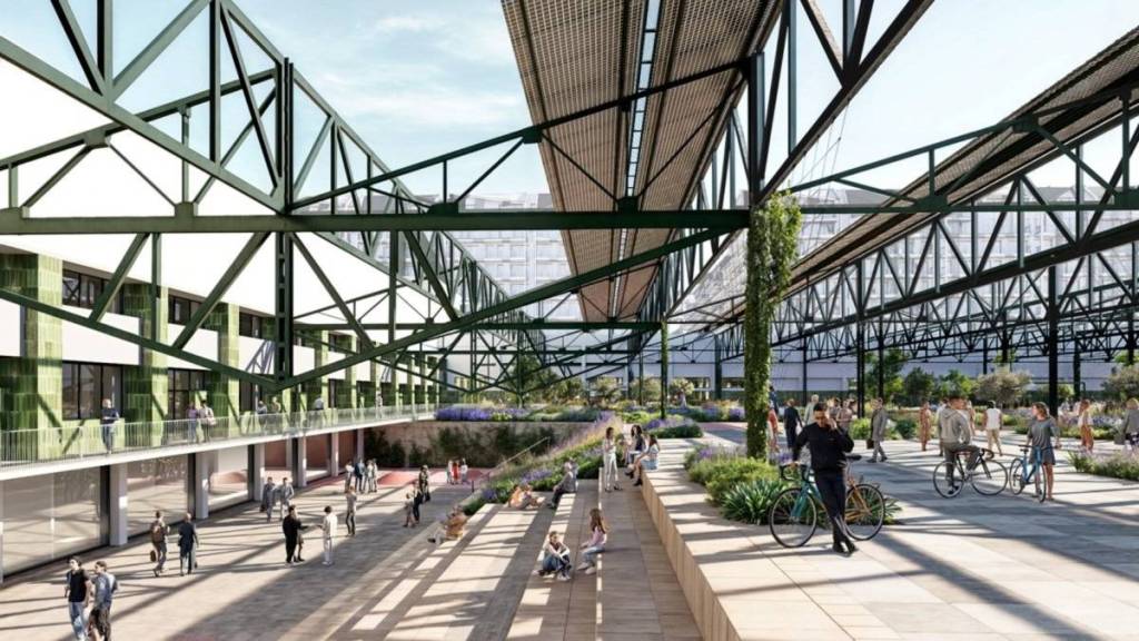 From car factory to green neighborhood with 1,300 homes: the Mercedes factory will become a green oasis with 185,000 m² of pedestrian space