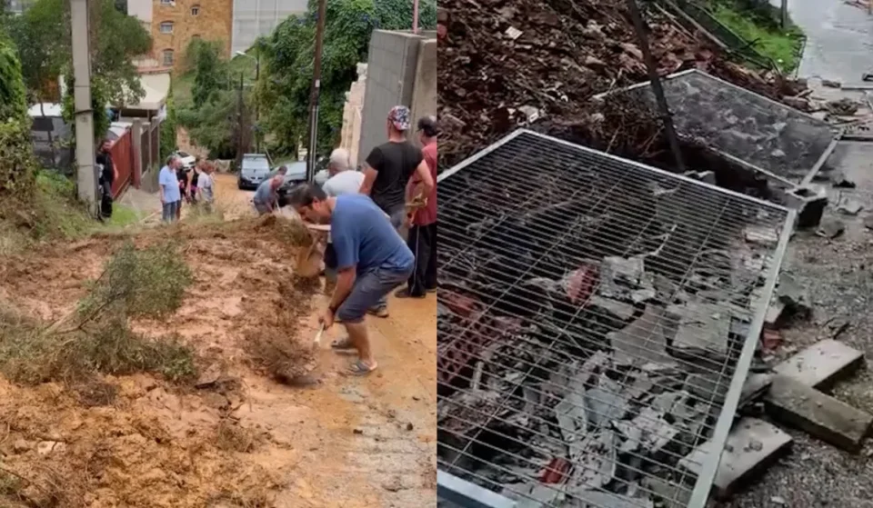 Desprendimientos en Barcelona: vecinos retiran el lodo