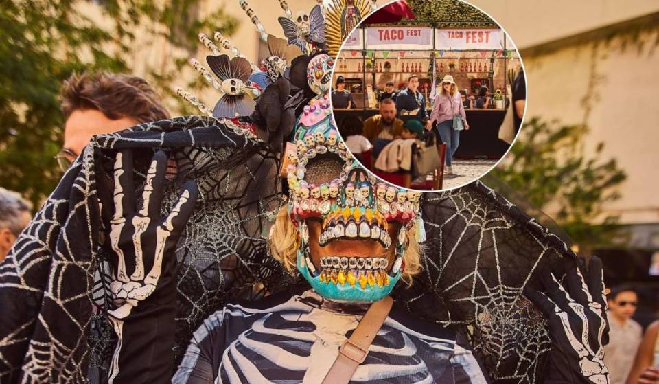 It’s Barcelona’s biggest Day of the Dead celebration: 14 taco stands, a giant Day of the Dead altar, and a full day of lucha libre