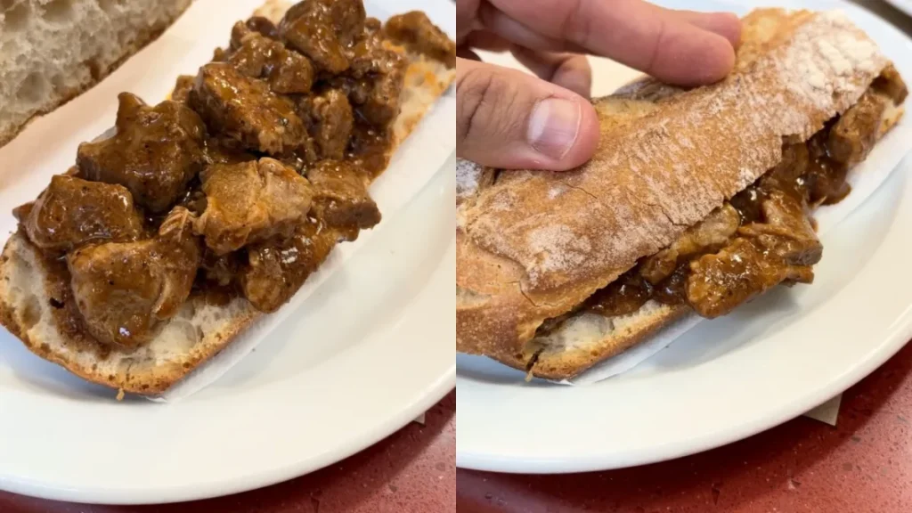After just two years in business, Bar Miquel i Pepita has become the main attraction at the Mercat de Sant Jordi in Sant Boi: its meat sandwich in sauce is so large that ordering half is equivalent to a full meal