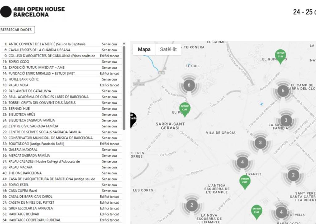 El truco para no hacer ni una cola en el 48H Open House: un mapa interactivo con la ocupación en directo de cada edificio