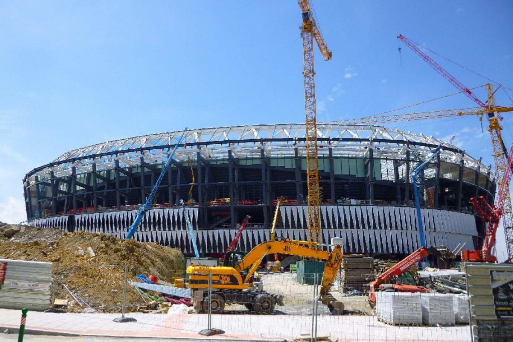 El nuevo estadio de San Mamés en proceso de obras.