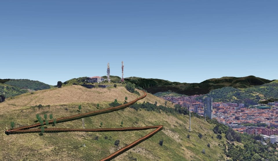 Inician las obras de la pasarela de madera que unirá el Paseo Mirador de Artxanda con Enekuri