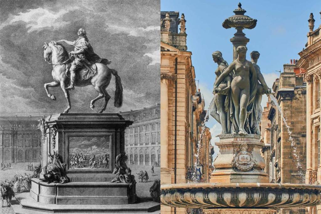 Statue royale et fontaine des Trois Grâces à Bordeaux