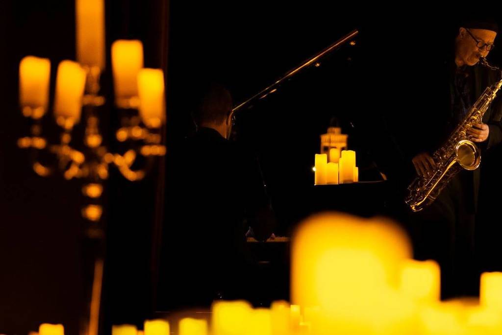 A jazz band performing a Candlelight concert.