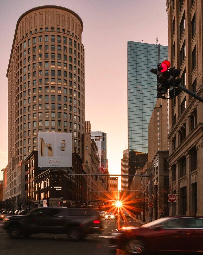 bostonhenge in back bay with john hancock building