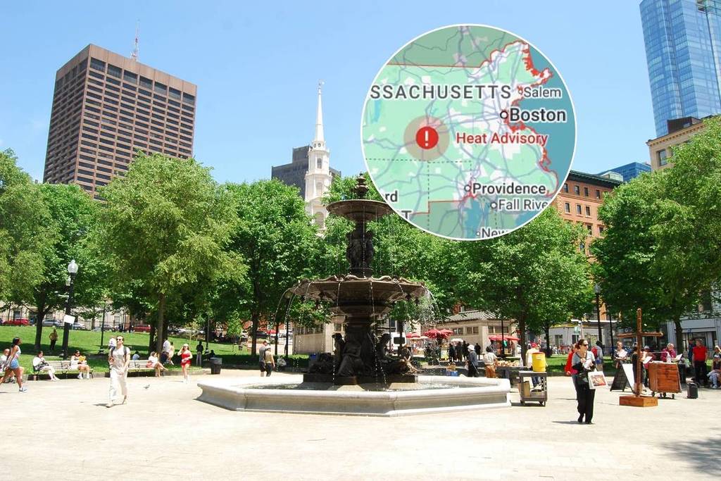 Heat advisory map on downtown boston