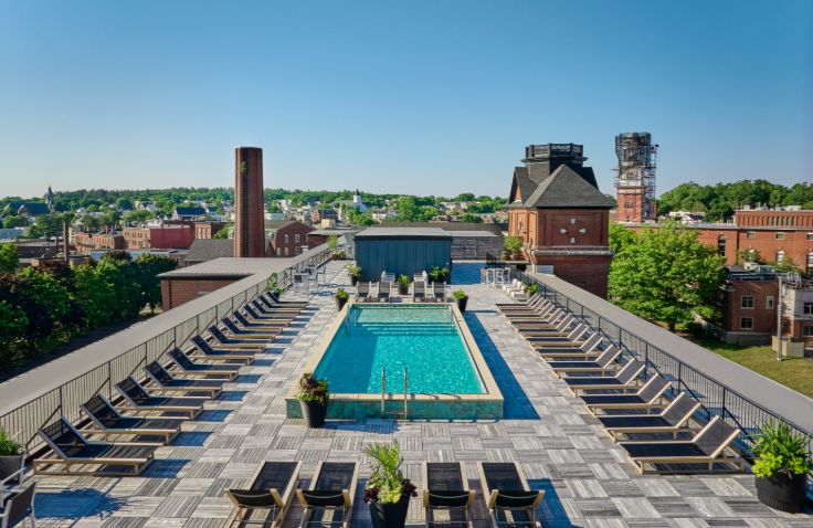 rooftop pool overlooking biddesford and saco mills