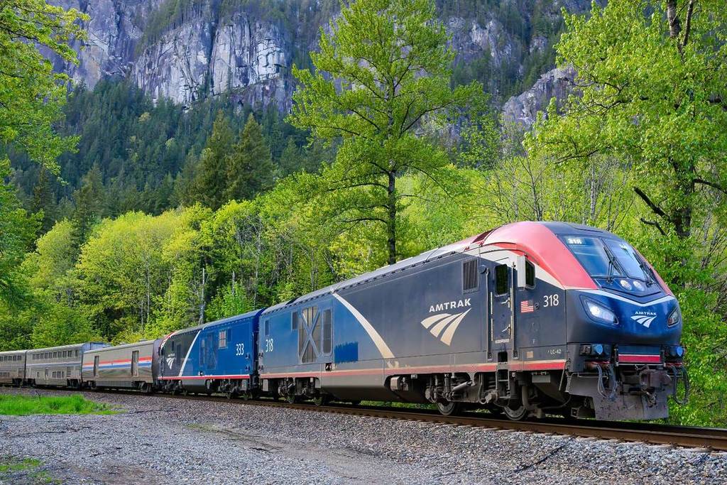 amtrak train in mountains