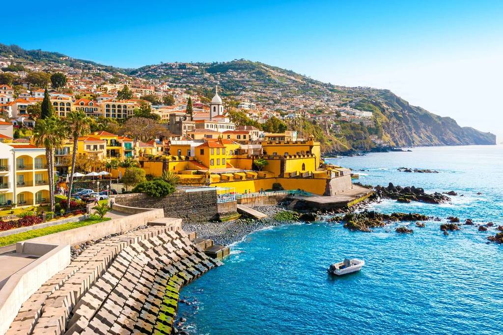 View of Funchal and Fuerte De Madeira in the historical center. Madeira Island, Portugal