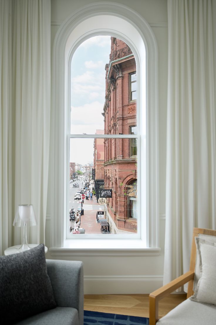 arched window overlooking portland maine