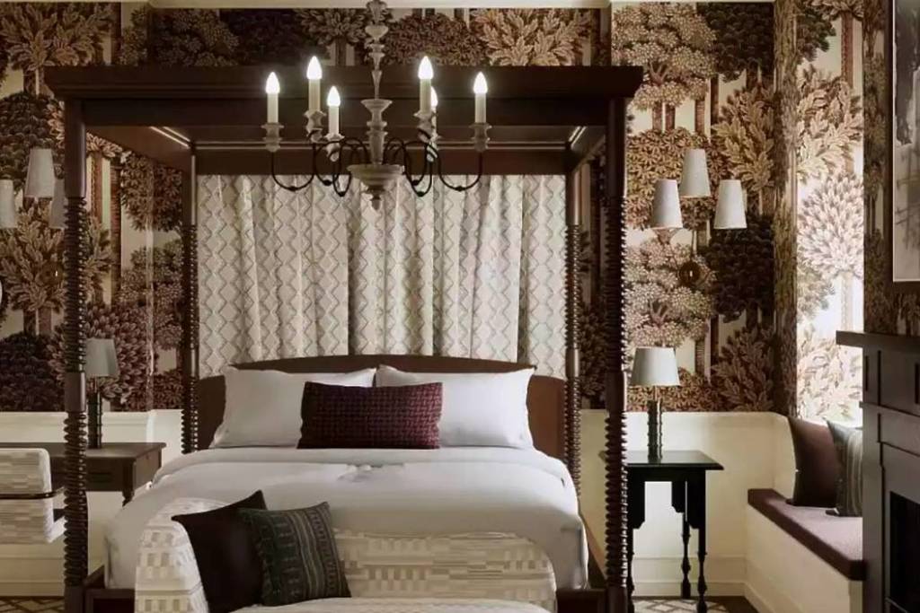 interior of inn with moody decor