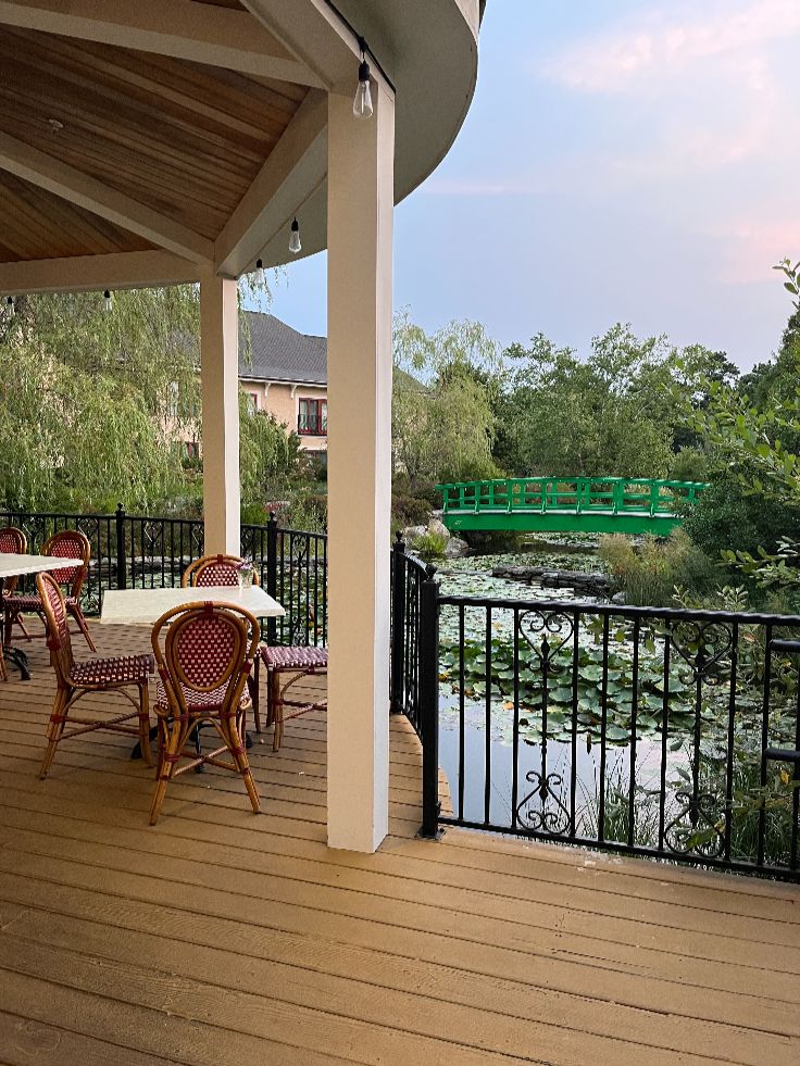 monet pond garden and french bistro