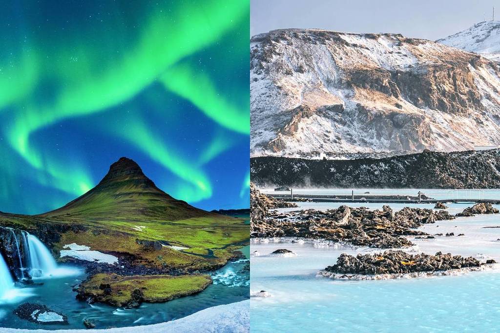 northern lights and blue lagoon iceland