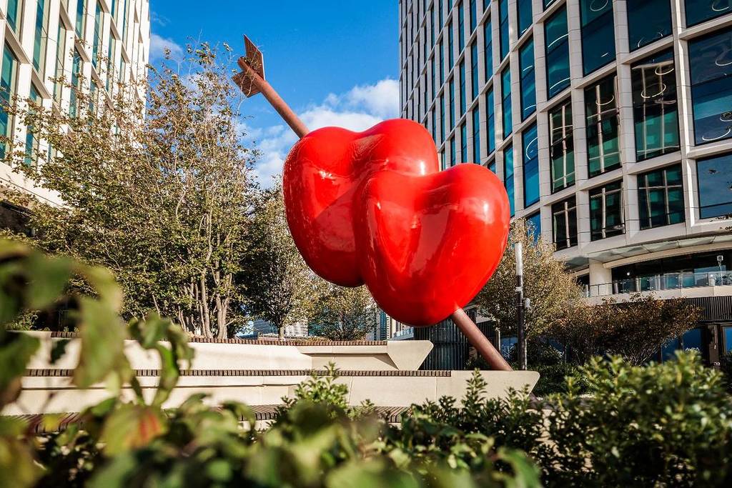 A 30-Foot-Tall Double Heart Sculpture Finds A Permanent Home In