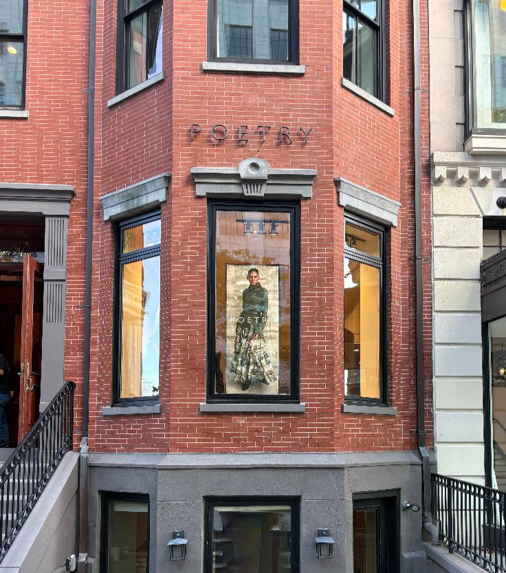 exterior of newbury street poetry store