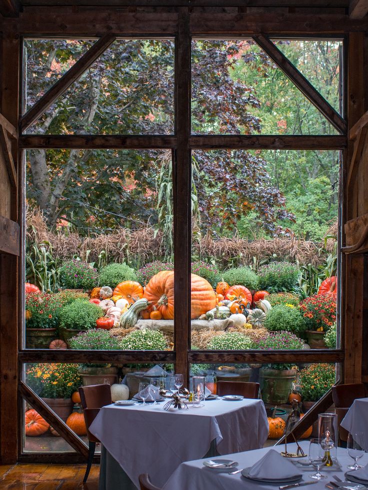 white barn window display fall