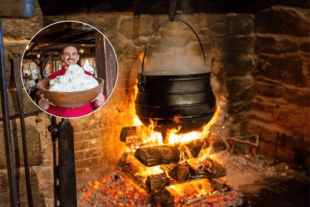 cauldron roasting jack firepit and whipped cream
