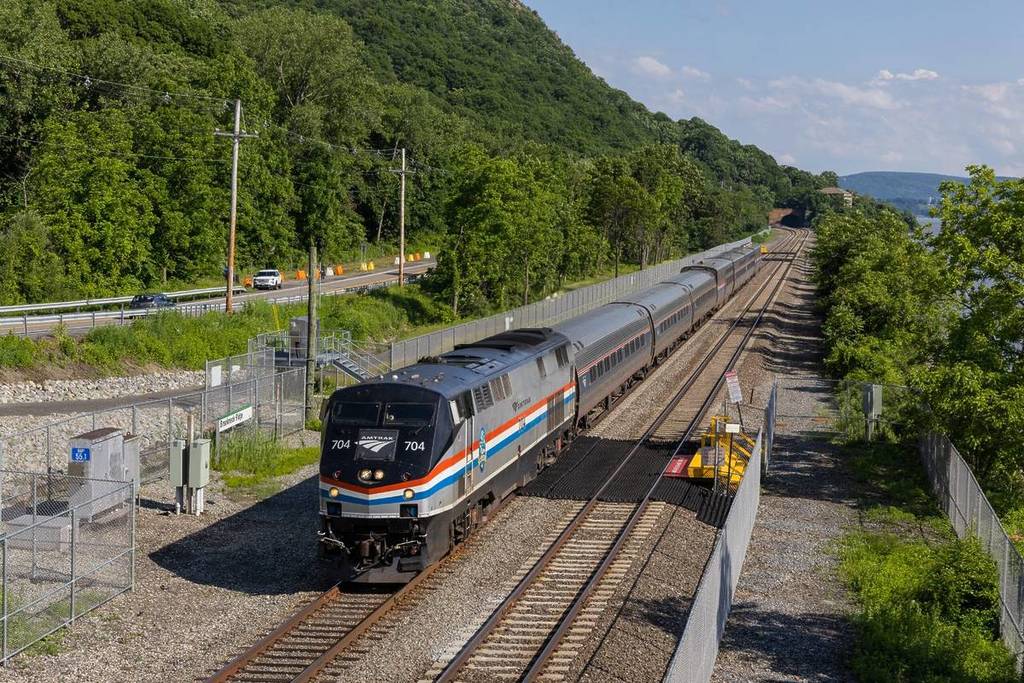 lake shore limited amtrak train in spring