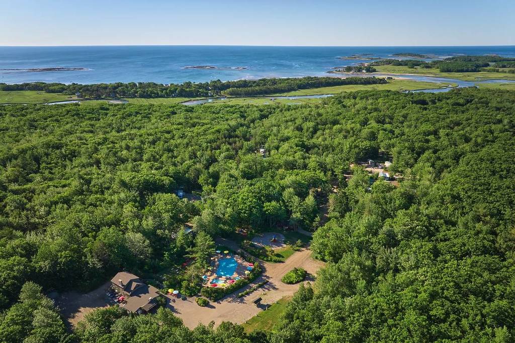 sandy pines campground aerial view maine coast