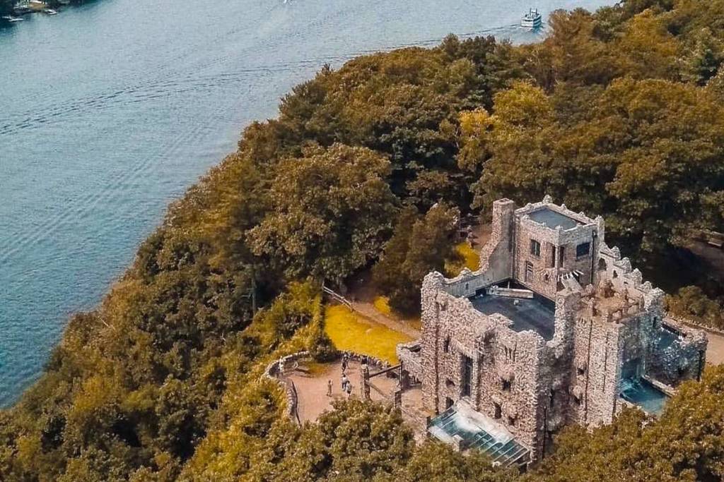 aerial view of gillette castle and connecticut river