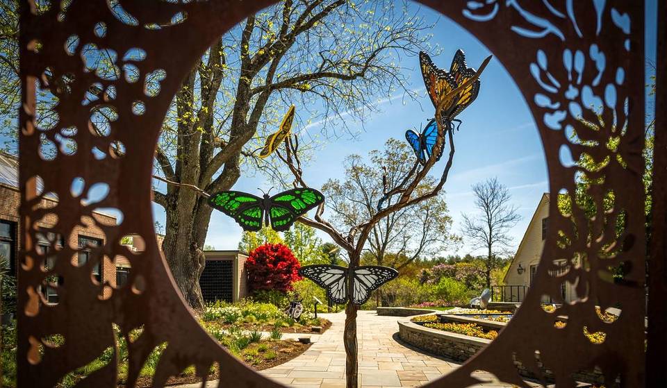 This award-winning garden just 1 hour from Boston has an ethereal new display featuring 30 stained glass sculptures inspired by nature