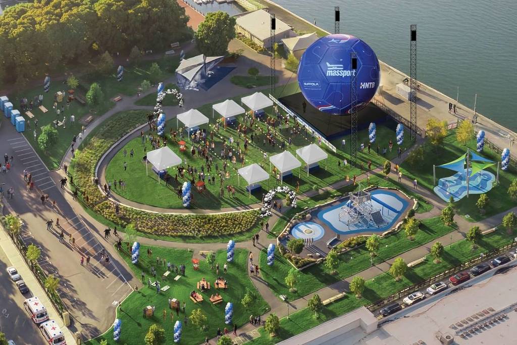 worlds largest soccer ball piers park east boston