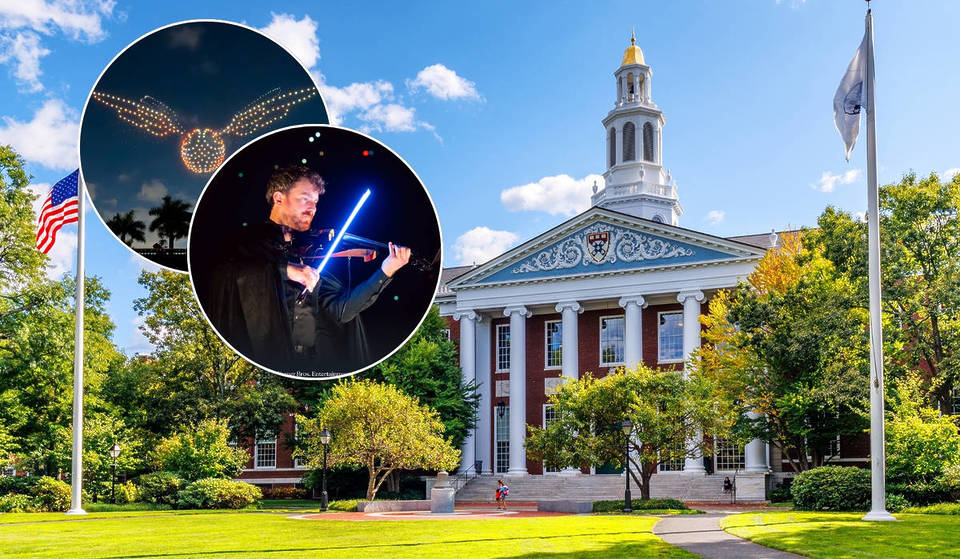 The oldest university in U.S. history is transforming its nearly 50-year-old athletic field into a massive two-night Harry Potter™ spectacle — with 1,200 synchronized drones and a live violinist