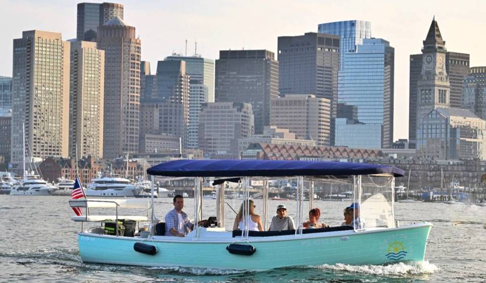 For just $43 pp, Bostonians can rent a private electric boat for a 2-hour cruise around Boston Harbor—no boating license required