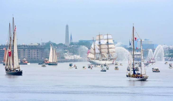 A cinematic fleet of over 50 majestic 300-foot-long tall ships arrives in Boston this week—with fireworks, ship tours, a Ferris Wheel, parades, &amp; more