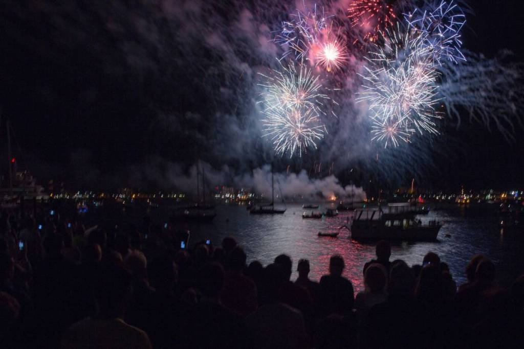 fireworks over boston harbor