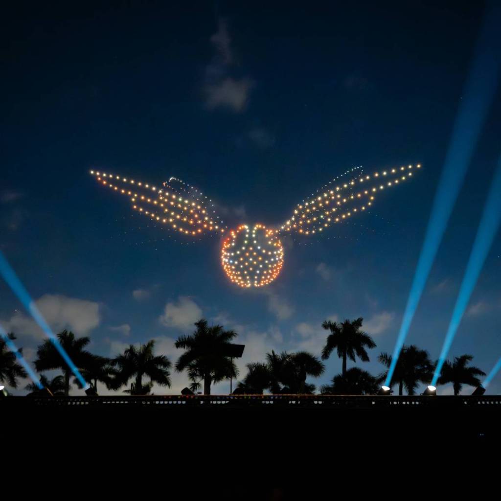 This magnificent drone show brings Harry Potter to the skies at Ohiri Field at Harvard University this summer featuring Audible Listening Tents