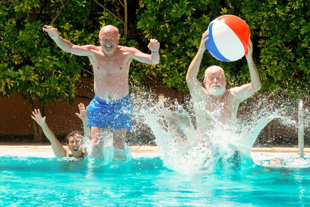 seniors playing in pool