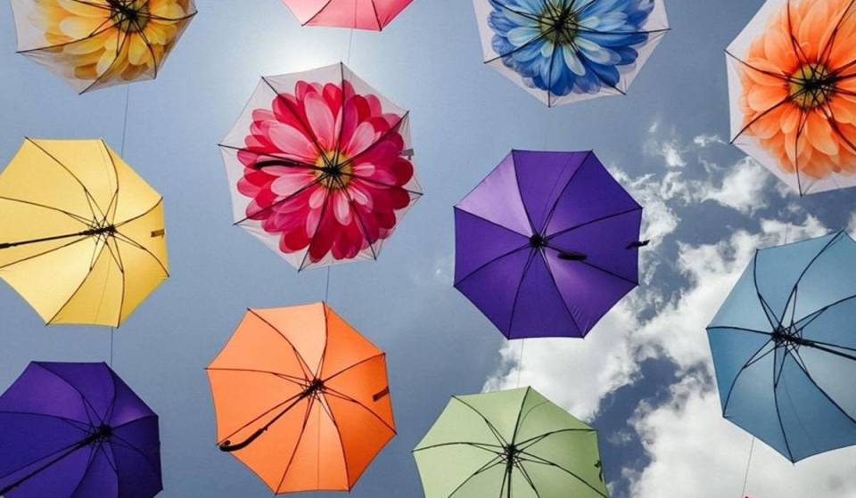 A floating flower garden and display of over 200 rainbow umbrellas is taking over this coastal town just 90 minutes from Boston
