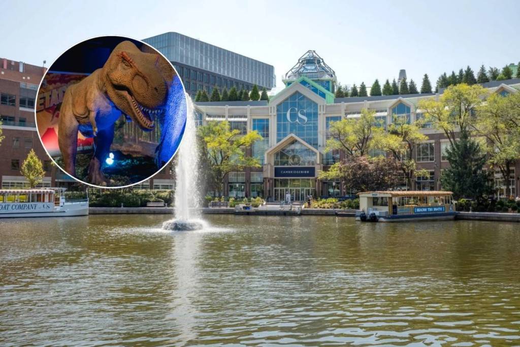 Just steps from downtown Boston, a massive waterfront shopping mall is hosting a 30,000-square-foot prehistoric safari, bringing 50 life-sized animatronic dinosaurs, VR adventures, and discounted $17.76 tickets
