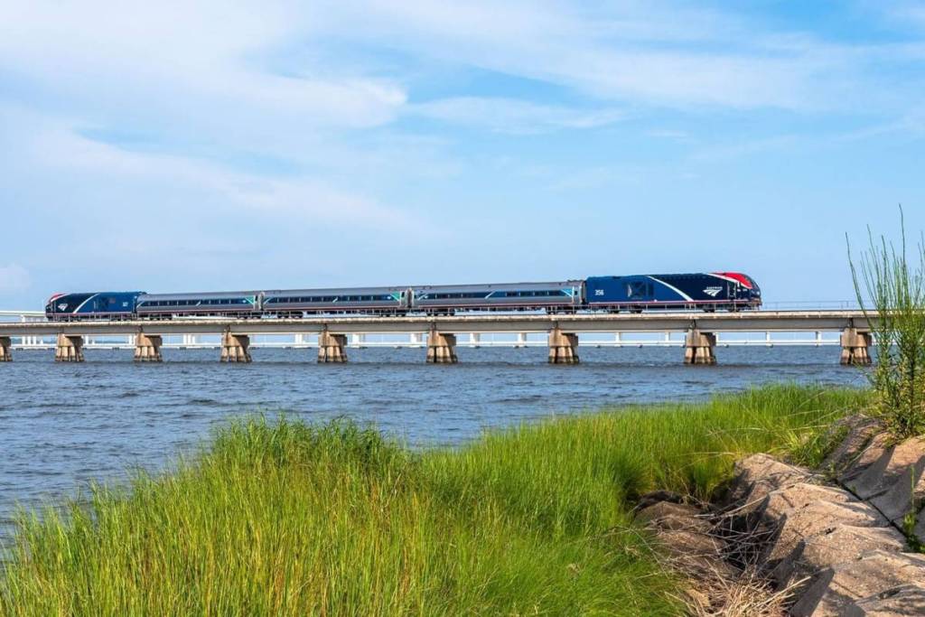 amtrak train along coast