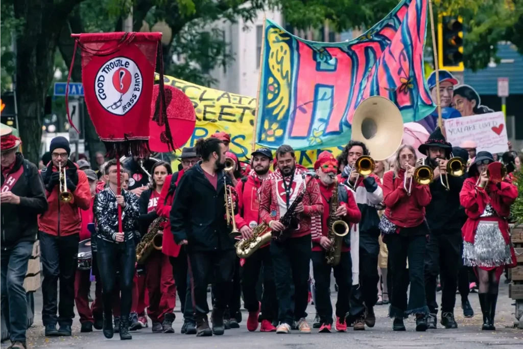 A massive 35-band brass parade takes over Somerville for three days of free street music this October — ending at Harvard Square’s 47th Oktoberfest