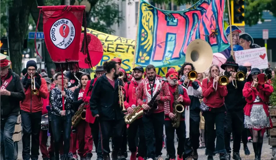 A massive 35-band brass parade takes over Somerville for three days of free street music this October — ending at Harvard Square’s 47th Oktoberfest