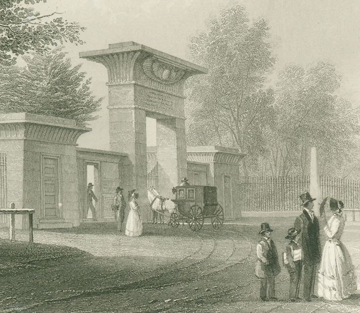 historic egyptian gateway moutn auburn cemetery